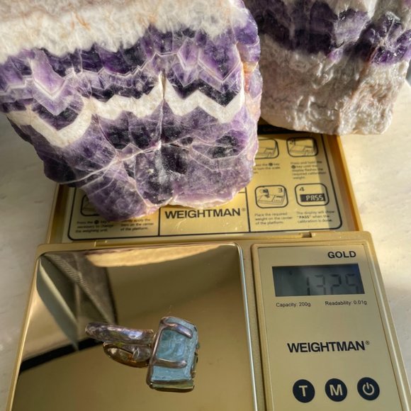 Sterling Silver and Rough Aquamarine Ring - Picture 6 of 7